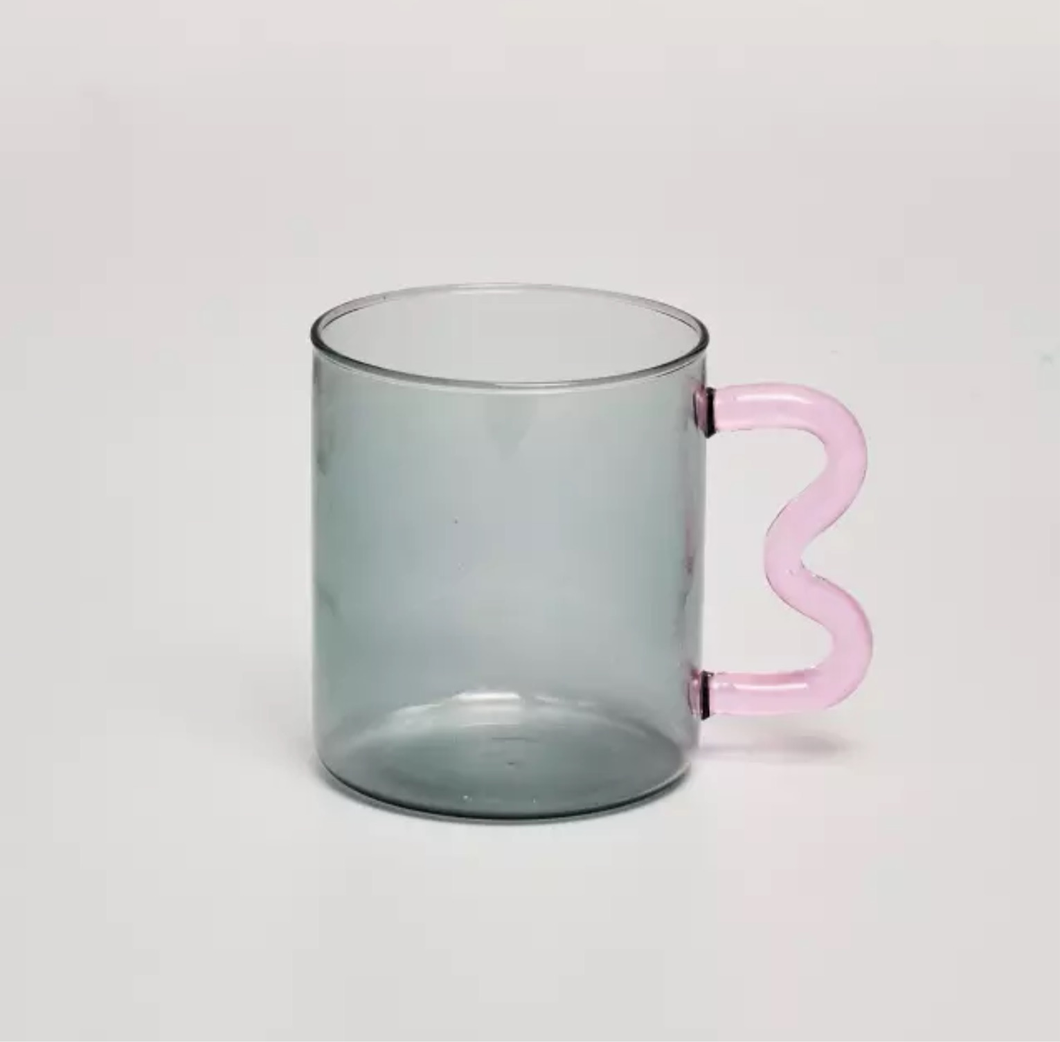 Glass Wave Handle Mug