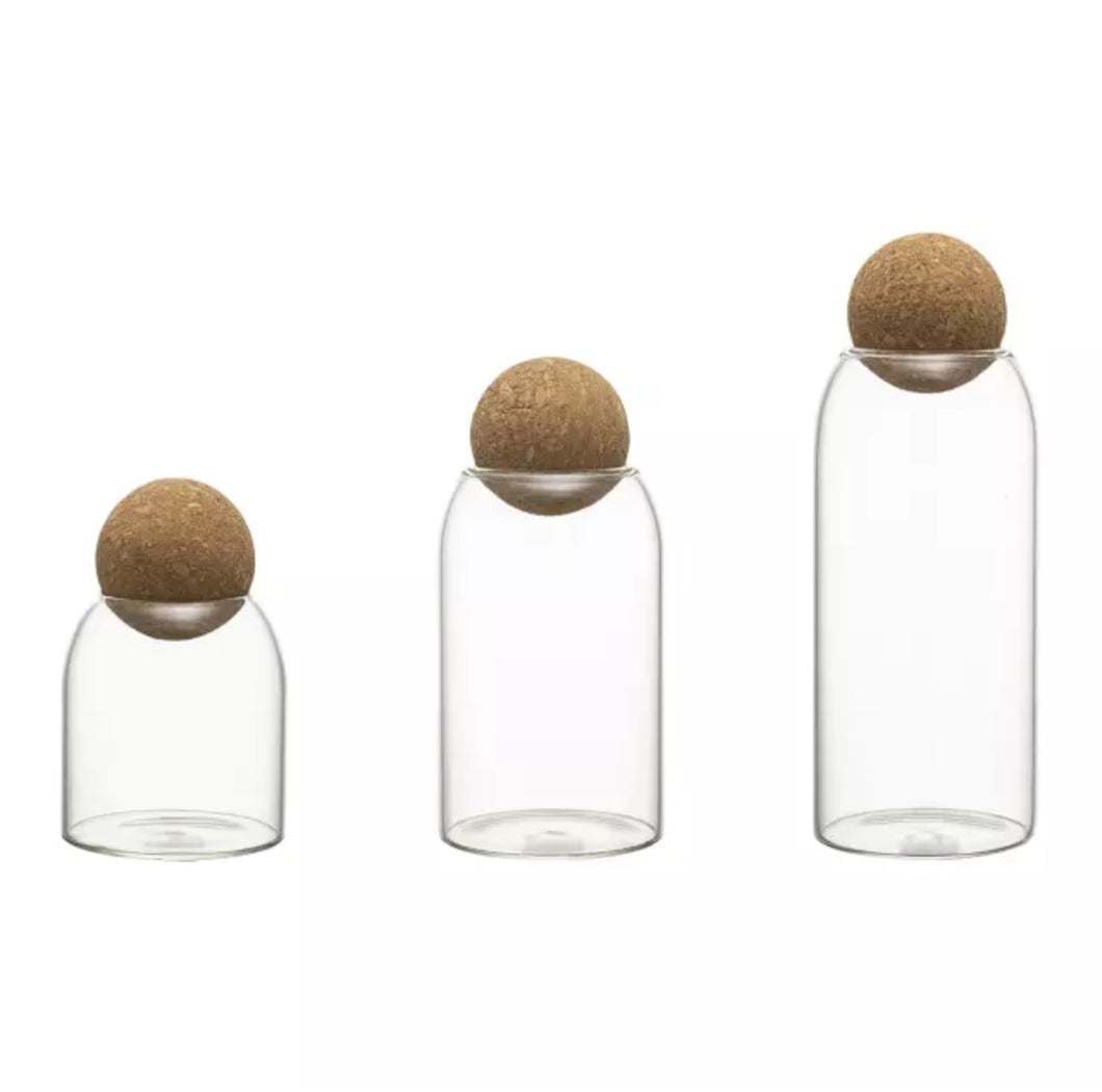 Glass Cork Ball Storage Jars