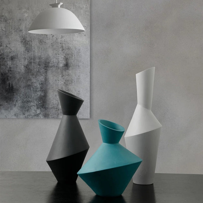 Brutalist Angled Ceramic Vases