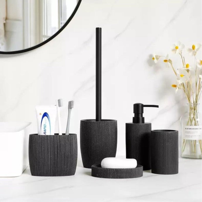 Corrugated bathroom accessory set