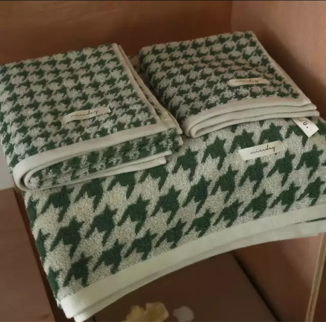 Houndstooth Cotton Towels