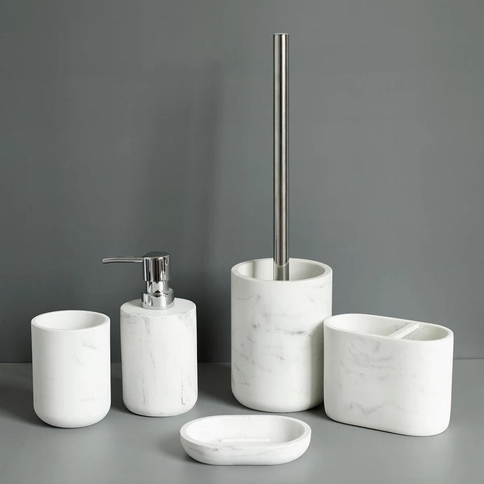 Marble Effect Bathroom Accessory Set