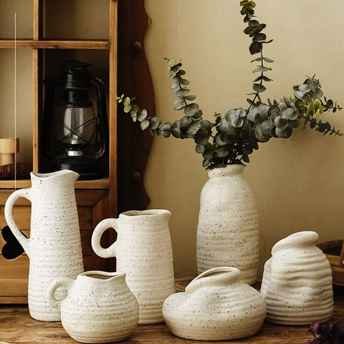 Off White Speckled Vases